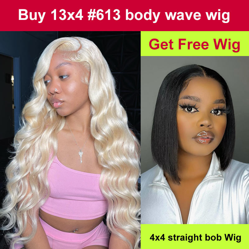 Buy 13x4 Lace Frontal 613 Body Wave Wig Get Straight 4x4 Short Bob Wig For Free