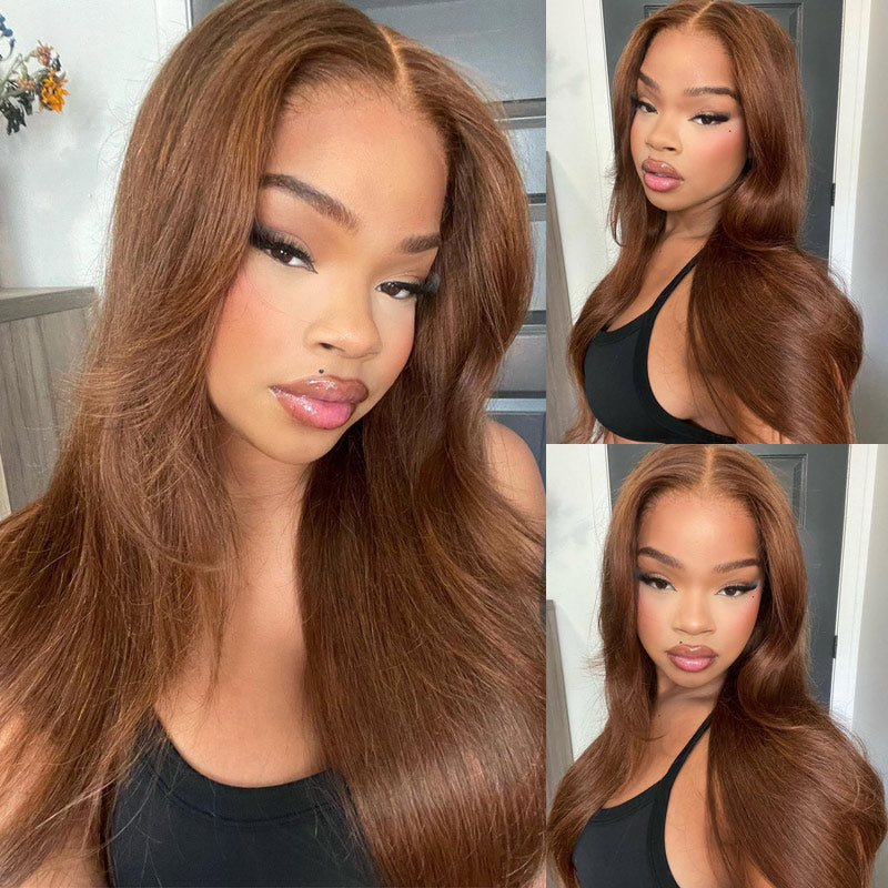 {Super Deal} Long Straight Hair #4 Chestnut 13x4/4x4 HD Transparent Lace Front Wigs No Code Needed