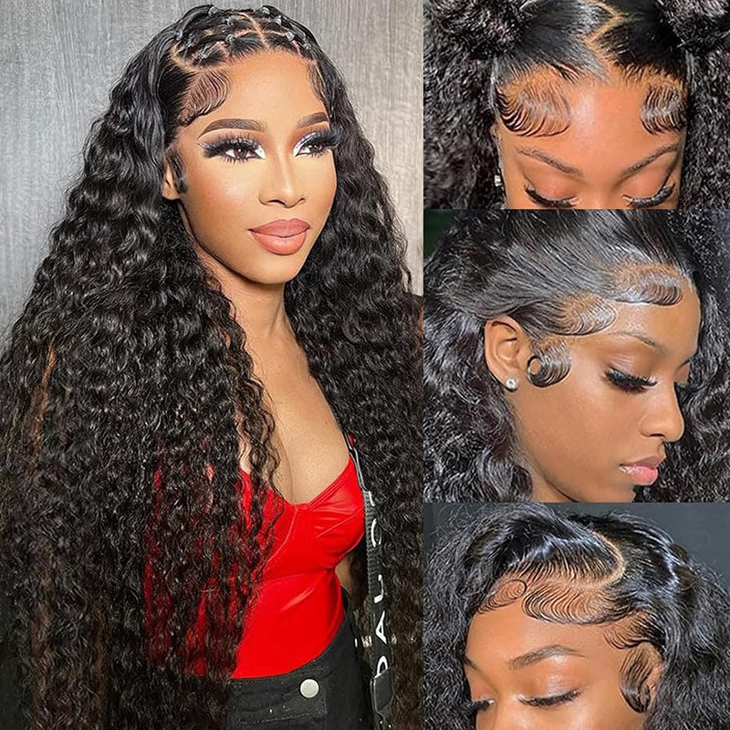 {Super Deal} Alididi Deep Wave 13x6/13x4 HD Transparent Lace Frontal Wig Real Human Hair Pre Plucked Natural Hairline