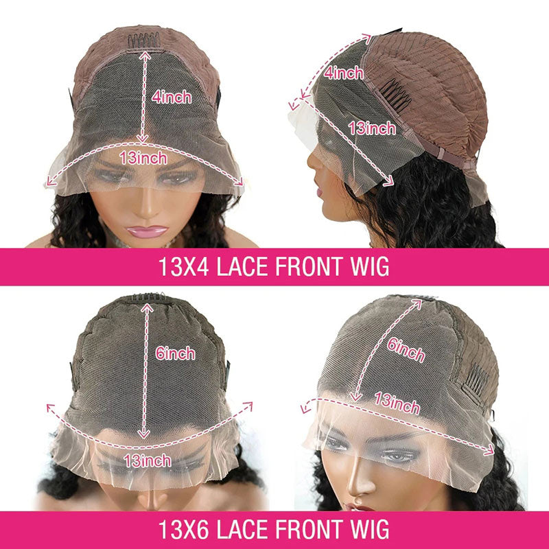 Deep Wave 13x6 HD Trasparent Lace Frontal Wigs For Women Human Hair Pre Plucked With Baby Hair - Alididihair