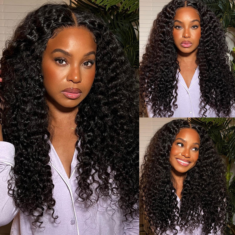 Deep Wave 5x5 HD Transparent Lace Closure Wigs Human Hair Pre Plucked With Baby Hair