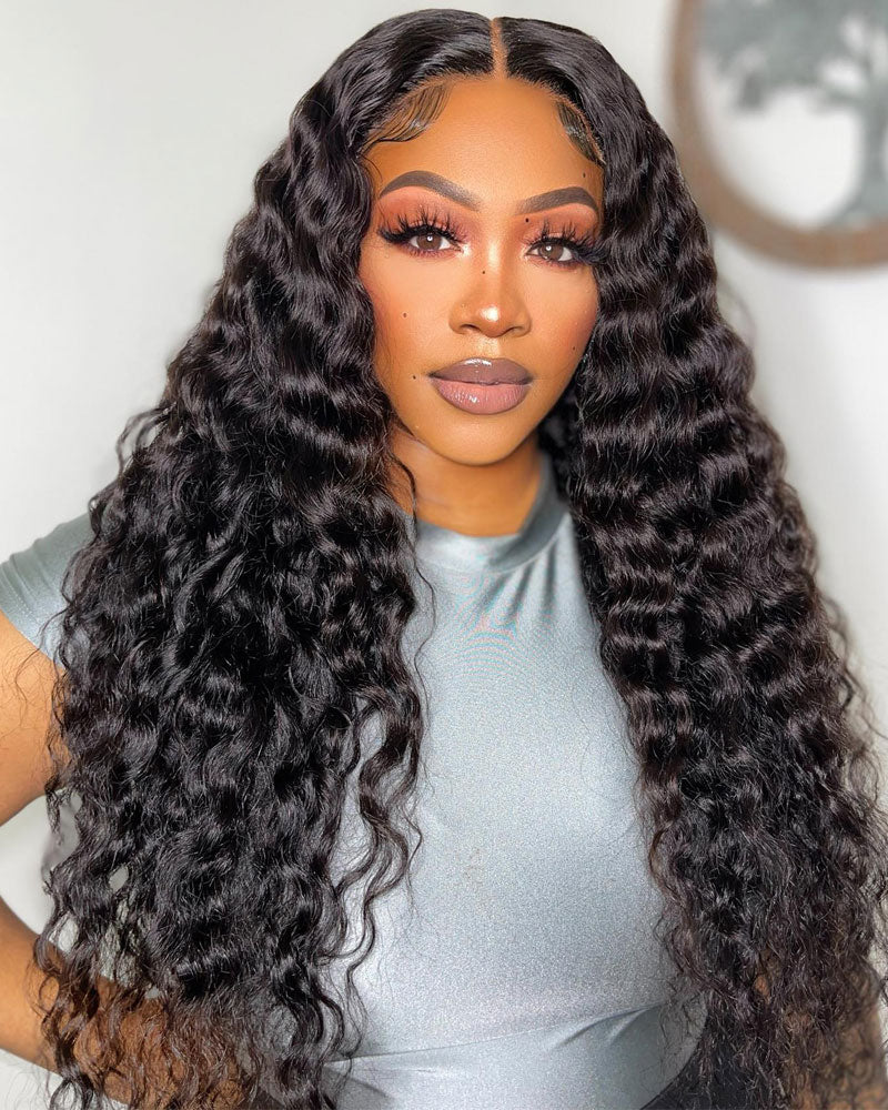 {Super Deal} $199=30" Alididi 13x4 HD Transparent Lace Frontal Wig Water Wave/Deep Wave/ Straight/Body Wave Real Human Hair Wigs  (No Code Available)