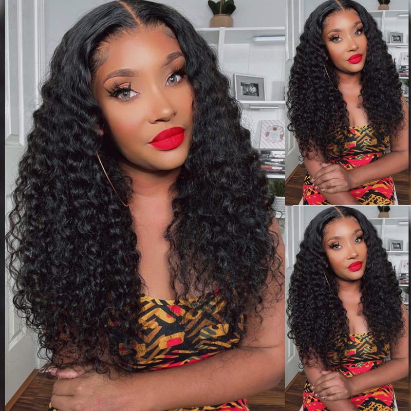 Deep Wave Wig Pre Plucked With Baby Hair 4x4 HD Transparent Lace Closure Wigs Human Hair For Women -Alididihair