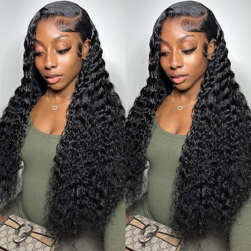 Deep Wave 13x4 HD Lace Front Wigs Pre Plucke 100% Virgin Human Hair Wig-Alididihair