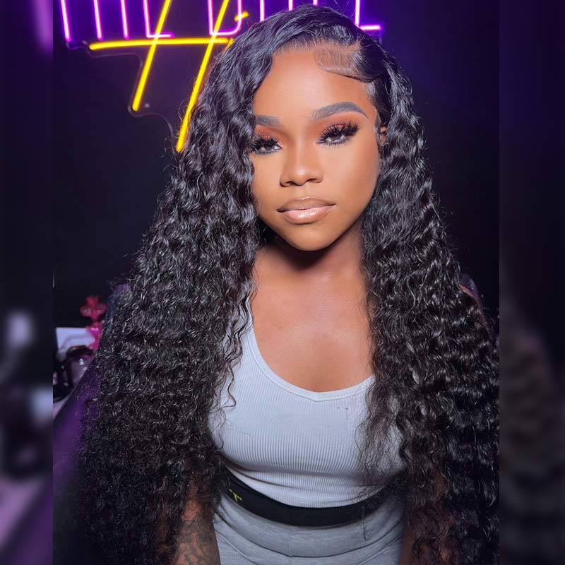 Flash Sale: 180% Density Deep Wave 13x4 Transparent Lace Frontal Wig Pre Plucked Hairline Real Human Hair Wig
