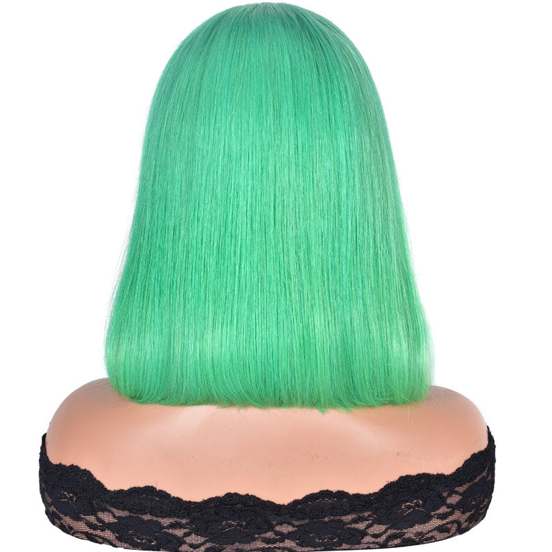 Green Short Bob Wig Straight Hair 13x4 HD Lace Frontal 100% Real Human Hair Wig-AlididiHair