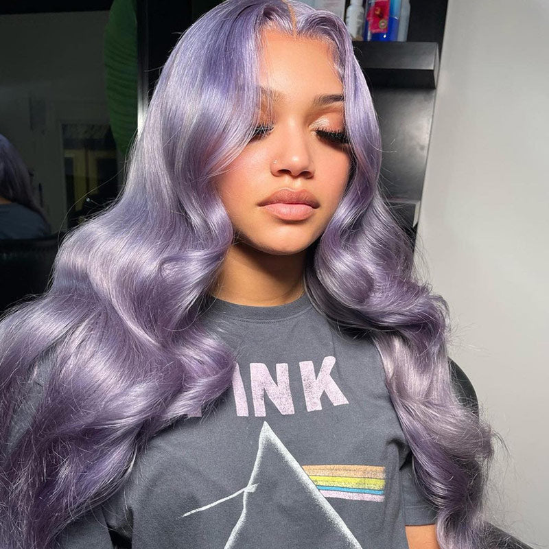 Alididi New Light Purple Wig Body Wave Human Hair Wigs 13x4 Transparent HD Lace Wigs-AlididiHair