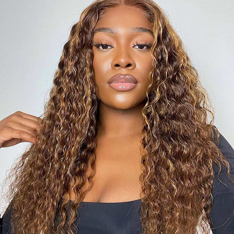 {Super Deal} $159=26'' 13x4 HD Transparent Lace Frontal Wig #4/27 Honey Blonde Highlight Wigs Pre Plucked Straight/Body Wave/ Deep Wave/ Jeery Curly-Alididihair