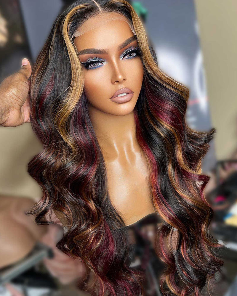 Highlight-Red-Blonde-Colored-Body-Wave-Wig-13x4-Lace-Frontal-Human-Hair-Wigs-PrePlucked-Wig