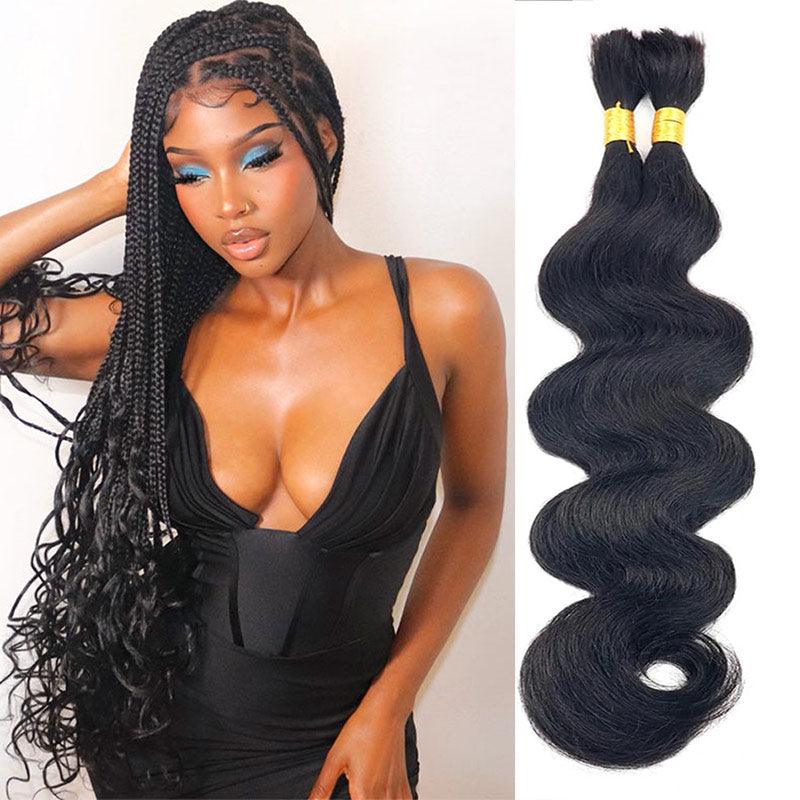 Bulk Hair For Braiding Human Hair No Weft Micro Braids Extension Hair Body Wave Bulk Virgin Human Hair (50g/Bundles)