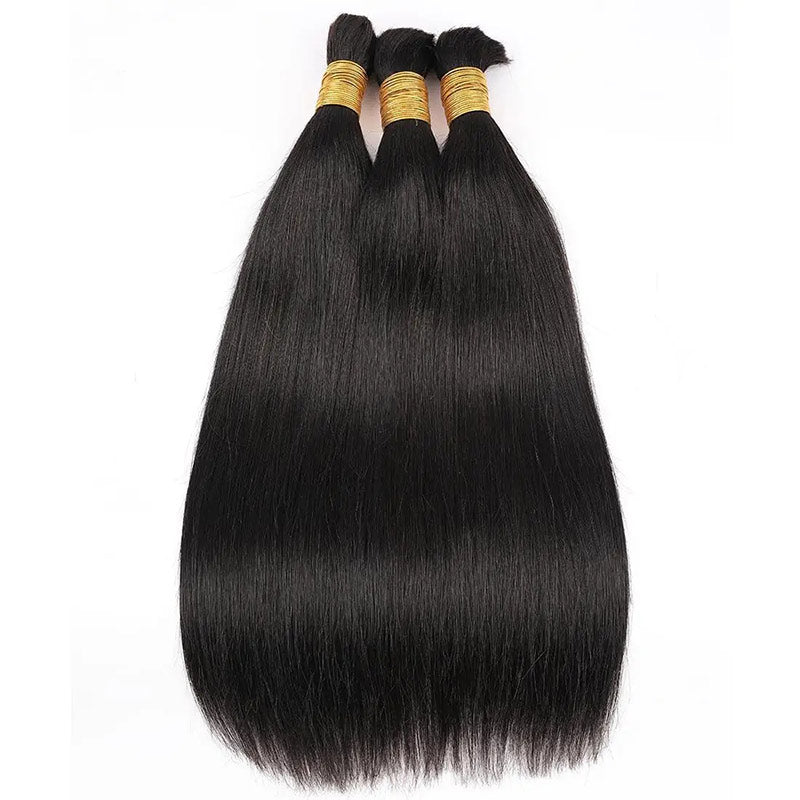 Straight Bulk Human Hair for Braiding NO Weft Straight Virgin Human Braiding Hair Nature Black Bulk for Micro Braiding(50g/bundles)