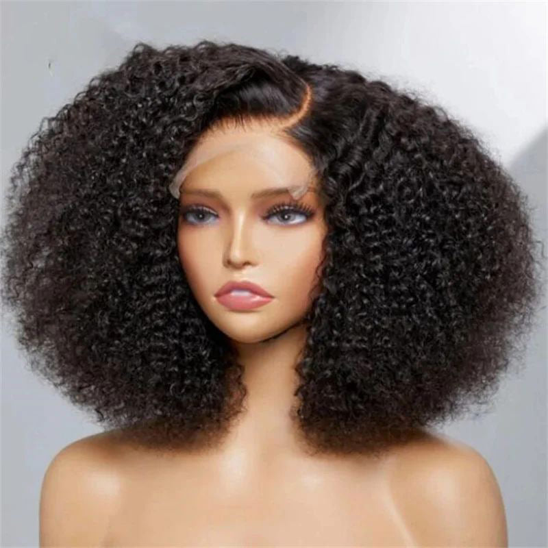 {Super Deal} Alididi Kinky Curly 13x4 HD Transparent Lace Frontal Wig Pre Plucked Natural Headline Real Human Hair Wig No Code Needed