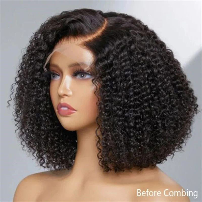 {Super Deal} Alididi Kinky Curly 13x4 HD Transparent Lace Frontal Wig Pre Plucked Natural Headline Real Human Hair Wig No Code Needed