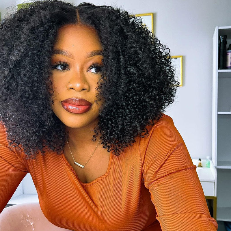 {Super Deal} Short Curly Bob Wig 13x4 Transparent Lace Front Wigs  For Black Women Pre Plucked With Baby Hair Natural Hairline