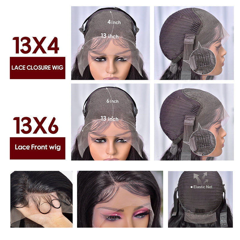 Body Wave 13x6 HD Transparent Lace Frontal Wig Pre Plucked Natural Hairline Real Human Hair-Alididihair