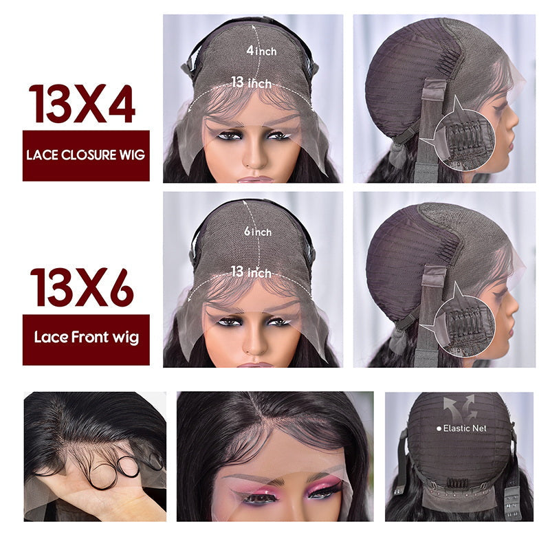 Water Wave 13x6 Trasparent Glueless Lace Frontal Wigs For Women Human Hair Pre Plucked With Baby Hair - Alididihair