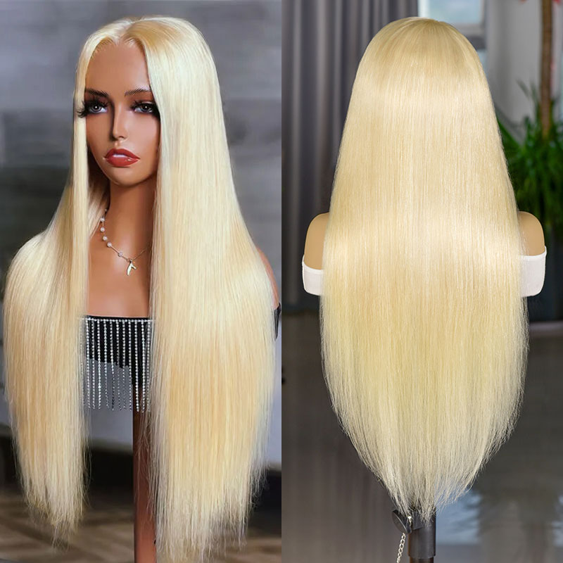 5x5 HD Lace Closure 613 Blonde Wig Pre Plucke Natural Hairline Straight Human Hair Wig-Alididihair