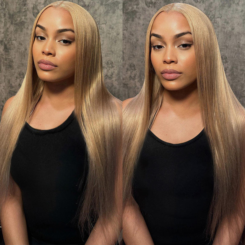 Long Straight Hair Golden Blonde Wig 13x4 HD Transparent Lace Frontal Natural Hairline 100% Humna Hair Wig-Alididihair