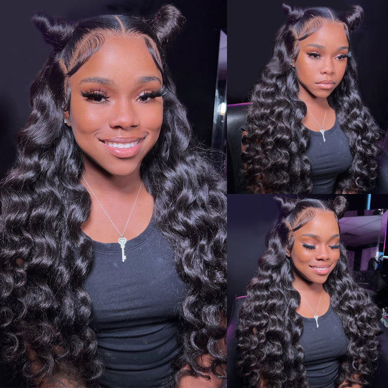 Loose Deep Wave 4X4/13X4 Transparent Lace Front Wigs Pre Plucked Hairline Best Human Hair Wig-Alididihair