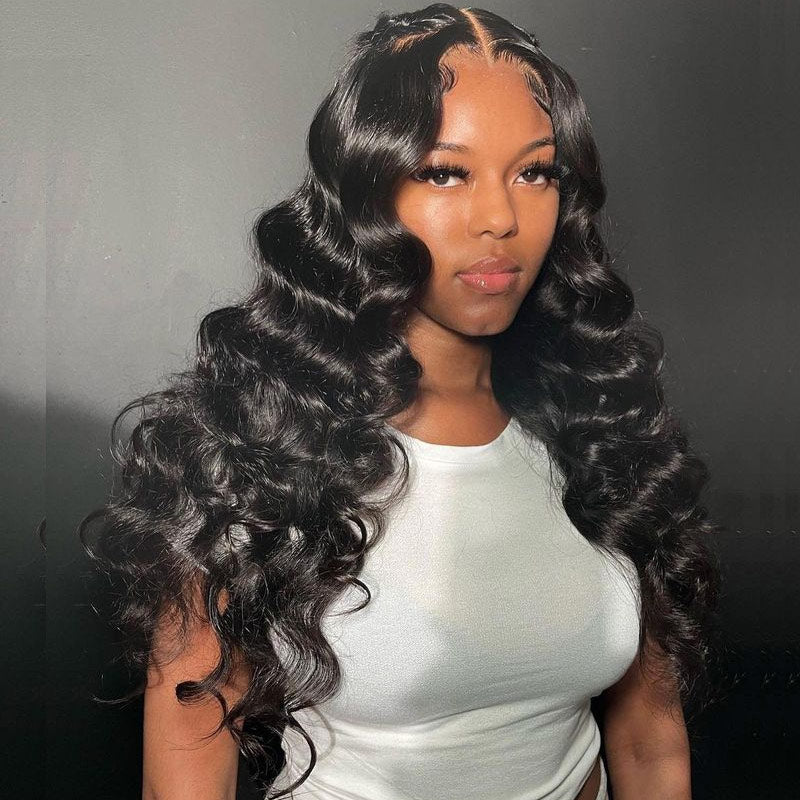13x4 HD Transparent Lace Frontal Wig Natural Crimps Curls Loose Deep Wave Pre Plucked Hairline Real Human Hair Wig-Alididihair