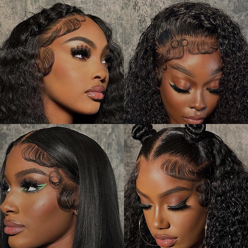 $159 24'' Deep Wave Wigs 13x4 Lace Frontal Wig 100% Human Hair Pre Plucked Natural Hairline--No code Needed