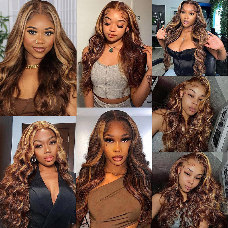 Wear And Go Wig Body Wave Blond Highlights Pre Cut 4x6 HD Lace Closure Glueless Human Hair Wigs-Alididihair