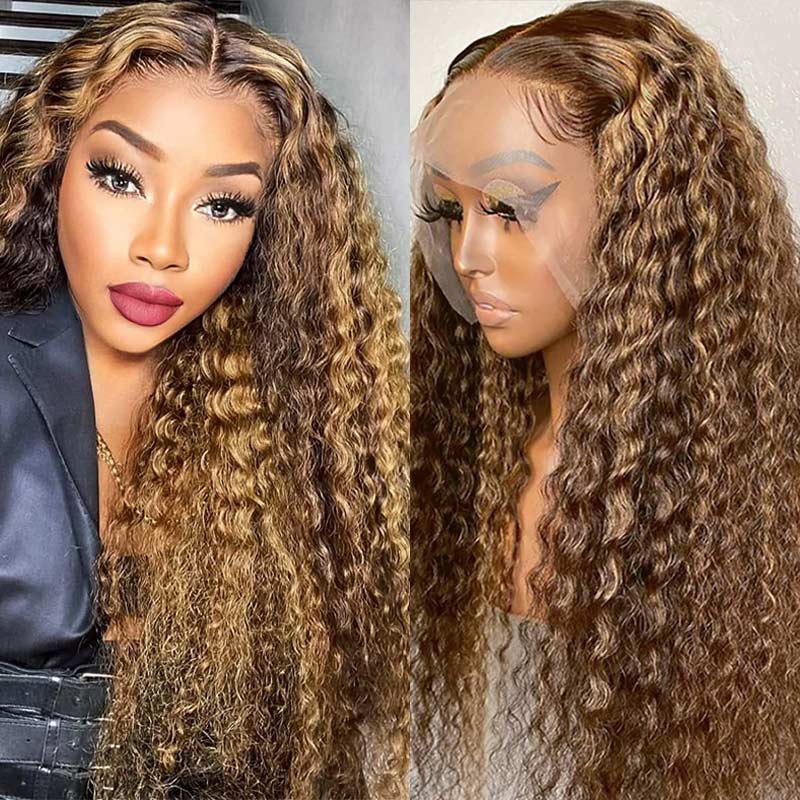 {Super Deal} $159=26'' 13x4 HD Transparent Lace Frontal Wig #4/27 Honey Blonde Highlight Wigs Pre Plucked Straight/Body Wave/ Deep Wave/ Jeery Curly-Alididihair