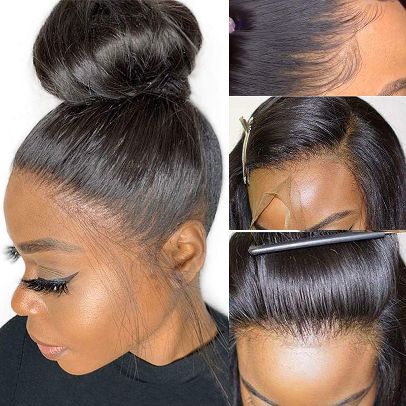 Straight Hair Transparent 360 Lace Frontal Wig Pre Plucked With Baby Hair Virgin Human Hair Wigs-Alididihair