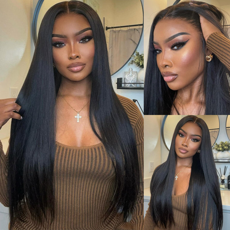 Straight Hair 13x4 HD Lace Frontal Wig Natural Pre Plucked Headline 100% Virgin Human Hair Wigs-Alididi