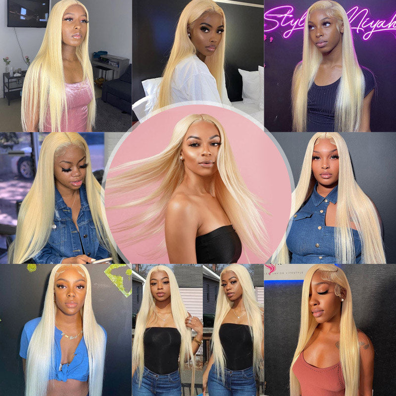 4x4 HD Transparent Lace Clsoure #613 Blonde Straight Hair Wig Pre Plucke 100% Human Hair Wigs-Alididihair