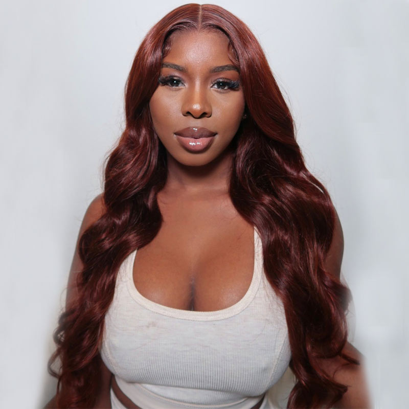 Reddish Brown Color Body Wave 13x4/13X6 HD Lace Front Wigs Human Hair-Alididihair