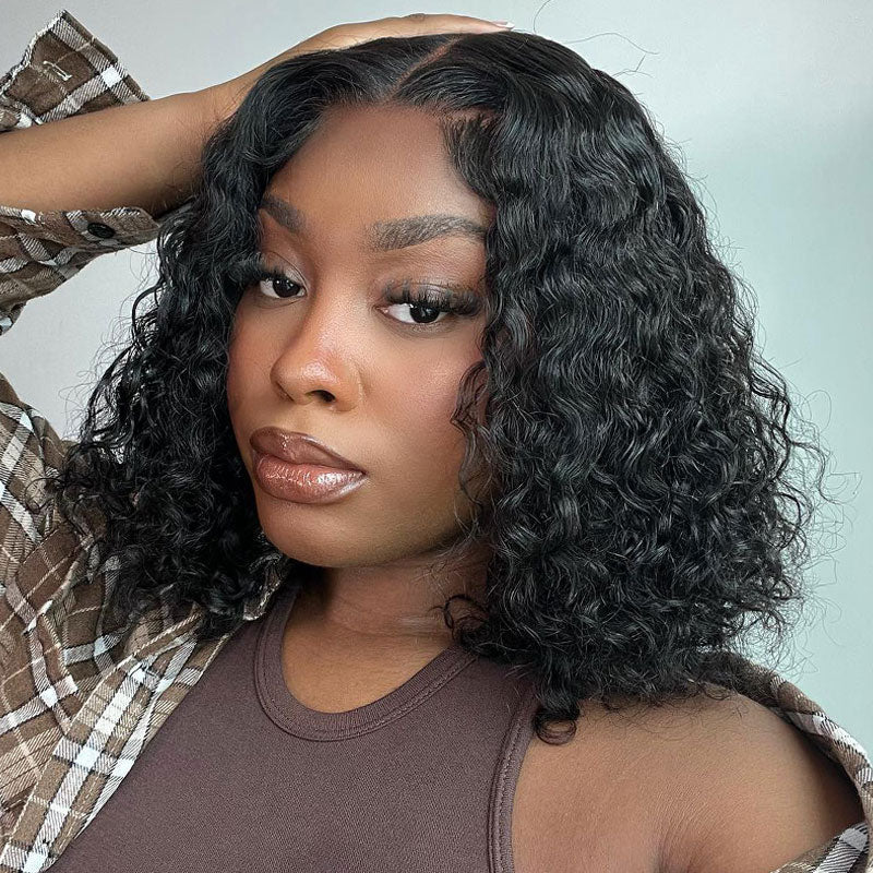 Flash Sale:Short Curly Bob Wig Human Hair 4x4 Lace Closure Bob Wigs For Black Women