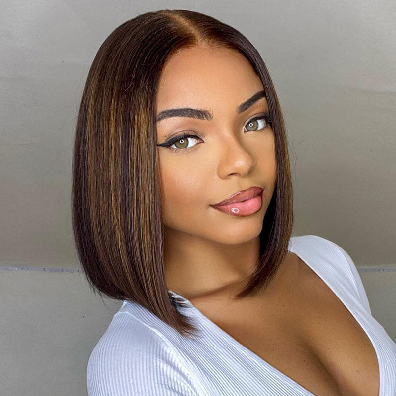 Short-Straight-Hair-Blonde-Highlight-Wig-13x4-HD-Transparent-Lace-Frontal-Wig-Natural-Pre-Plucked-Headline-alididihair