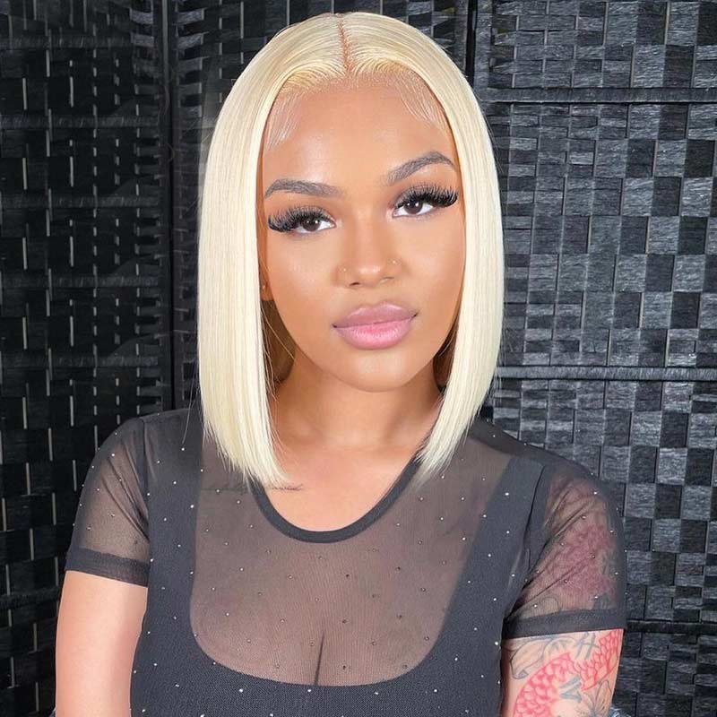 Buy 13x4 Body Wave Ombre Highlight Wig Get #613 Color 4x4 Short Bob Wig For Free