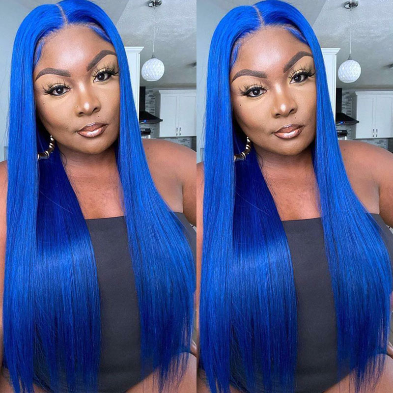 Straight-Hair-13x4-HD-Transparent-Lace-Frontal-Blue-Human-Hair-Wig-Adlididihair