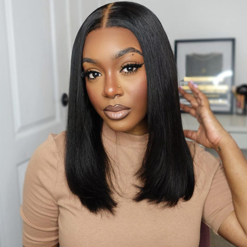 Straight Bob Wigs Human Hair Wigs For Black Women 13x4 HD Lace Front Wigs Pre Plucked-AlididiHair