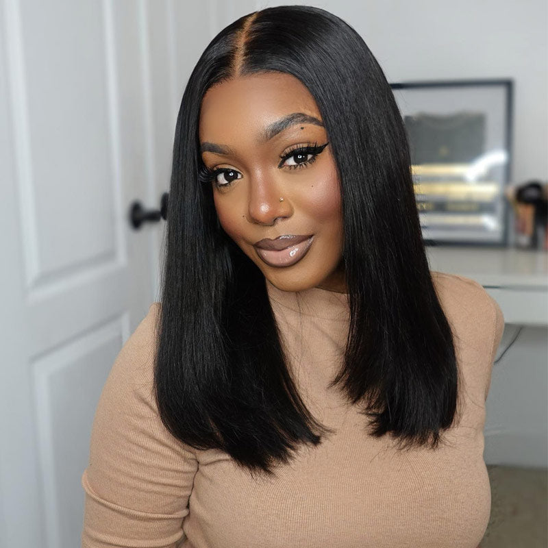 Straight Bob Wigs Human Hair Wigs For Black Women 13x4 HD Lace Front Wigs Pre Plucked-AlididiHair