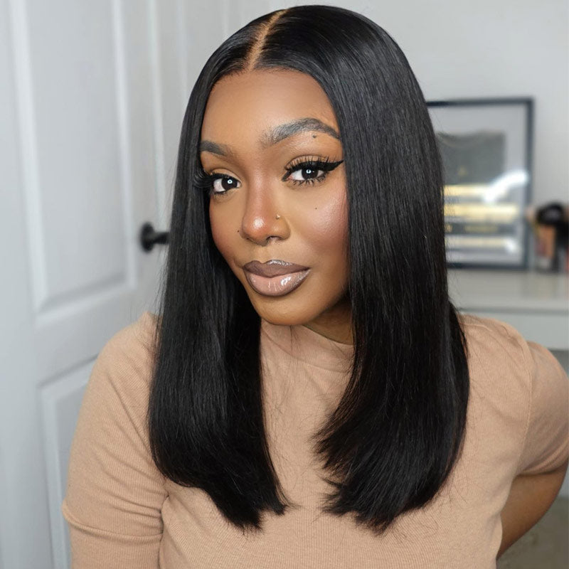 Straight Bob Wigs Human Hair Wigs For Black Women 13x4 HD Lace Front Wigs Pre Plucked-AlididiHair