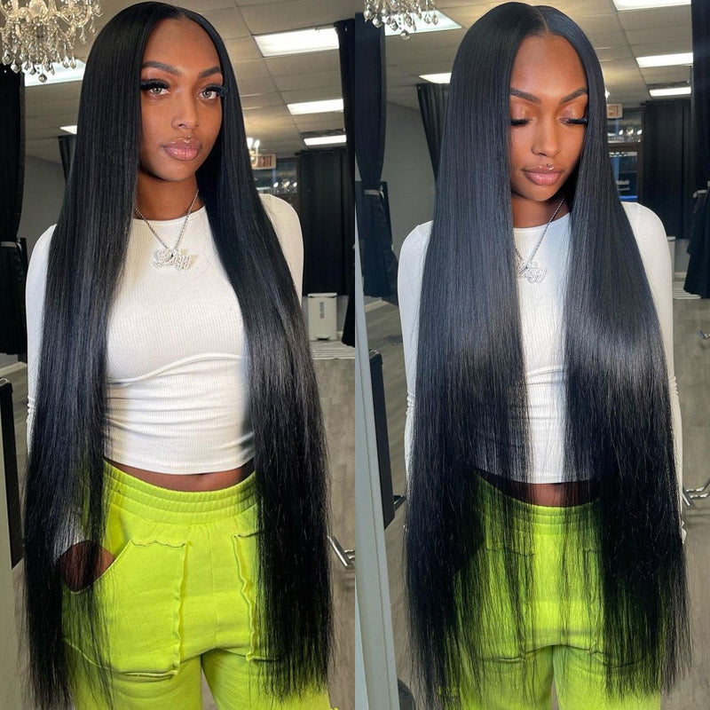 {Super Deal} Alididi Long Straight Hair 13x4 HD Transparent Lace Frontal Wig Real Human Hair Wigs  (No Code Available)