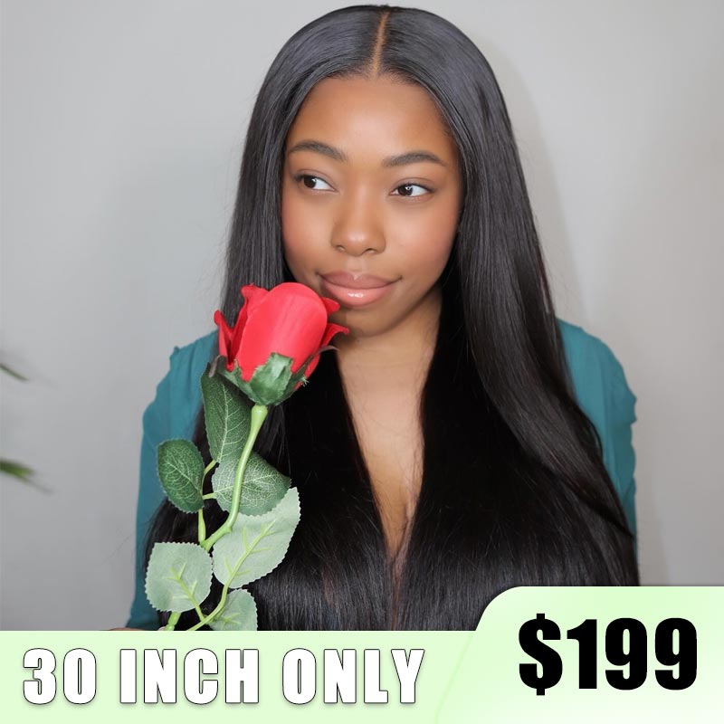 {Super Deal} Alididi Long Straight Hair 13x4 HD Transparent Lace Frontal Wig Real Human Hair Wigs  (No Code Available)