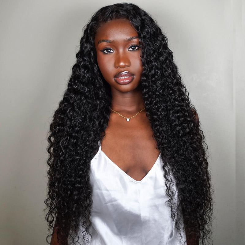 Alididi Super Mini Knots 13x4 HD Transparent Lace Frontal Wig Deep Curly Real Human Hair Wig