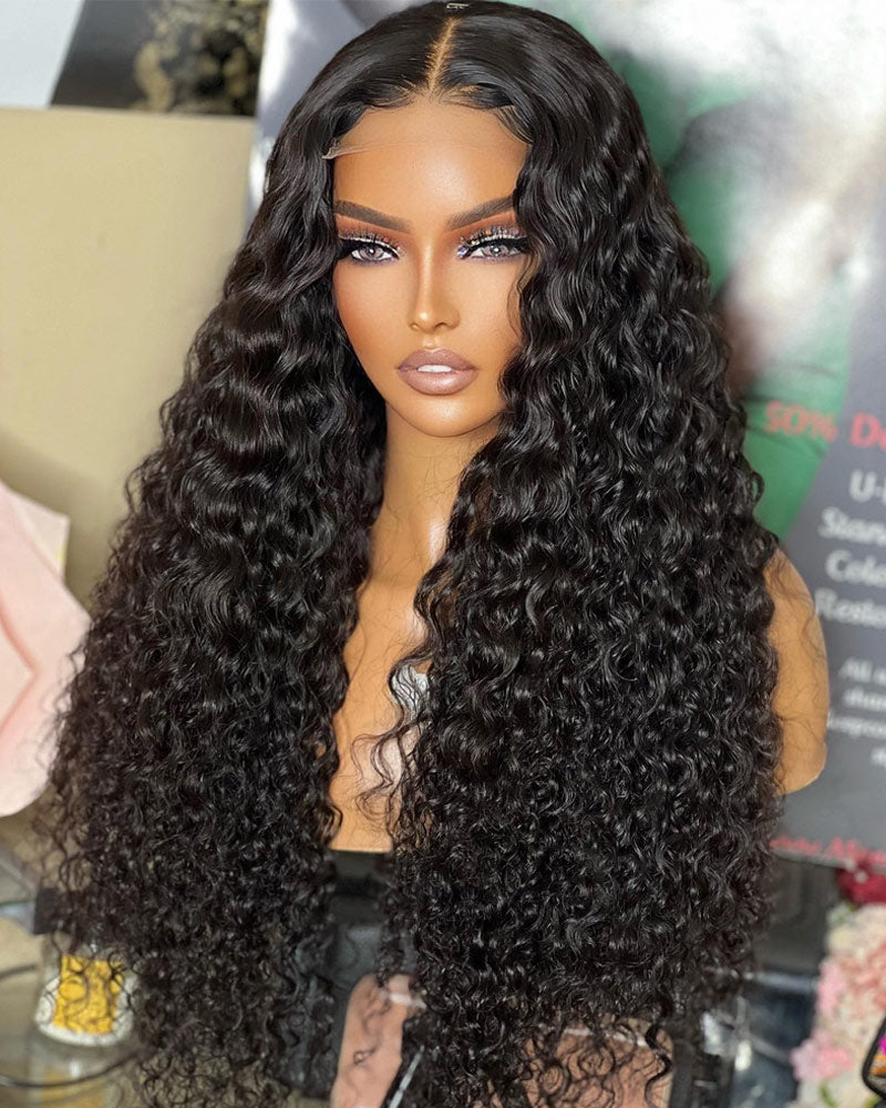 Water Wave 5x5 HD Lace Closure Wig Pre Plucked With Baby Hair Natural Hairline 100% Real Human Hair Wig-AlididiHair