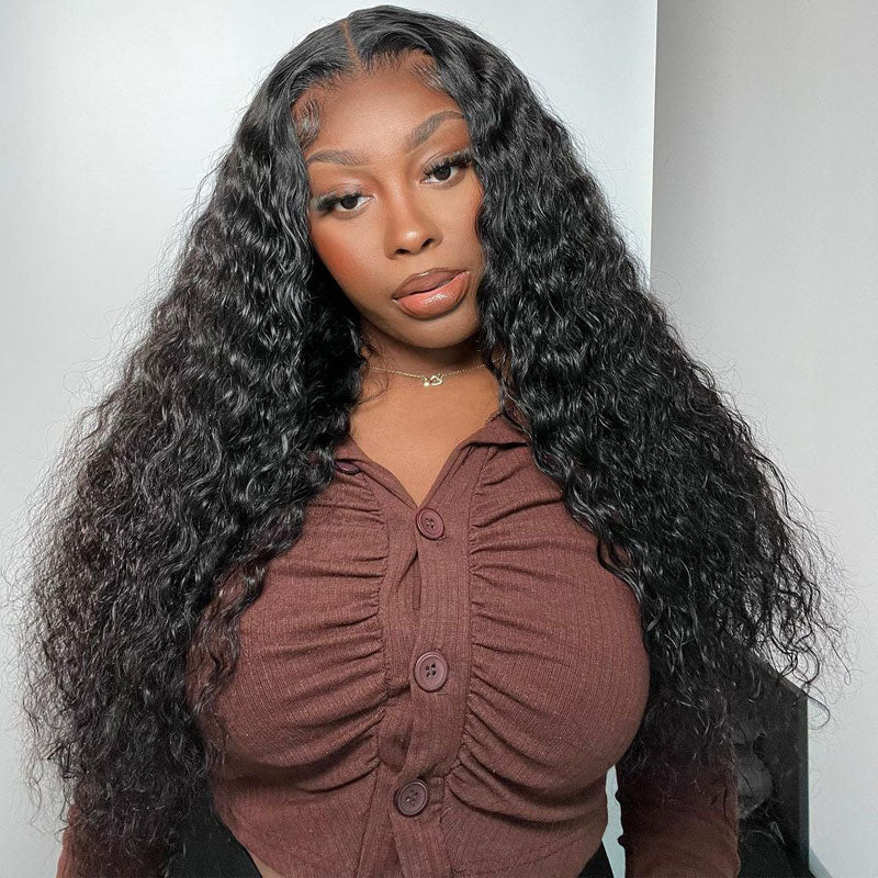 Water Wave 13x4 HD Lace Frontal Wig Natural Pre Plucked Headline 100% Virgin Human Hair Wigs