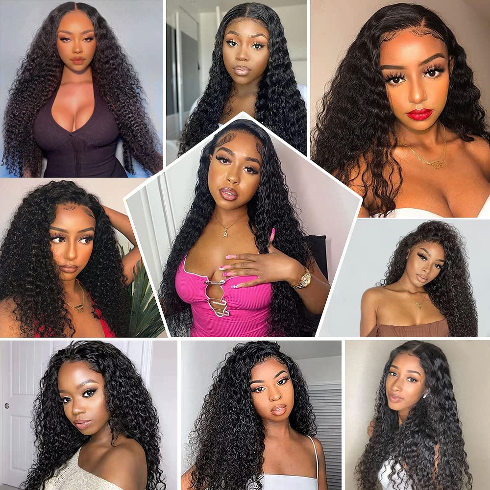 Water Wave 13x4 HD Lace Frontal Wig Natural Pre Plucked Headline 100% Virgin Human Hair Wigs