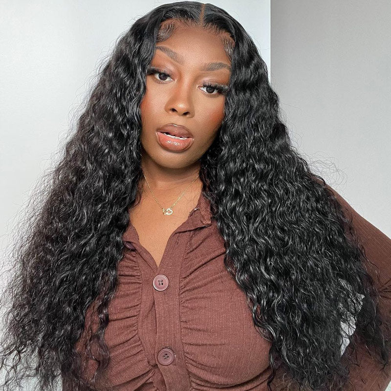 Water Wave Hair 4x4 HD Lace Closure Wig Real Human Hair Wig Perfect Hairline With Baby Hair-AlididiHair