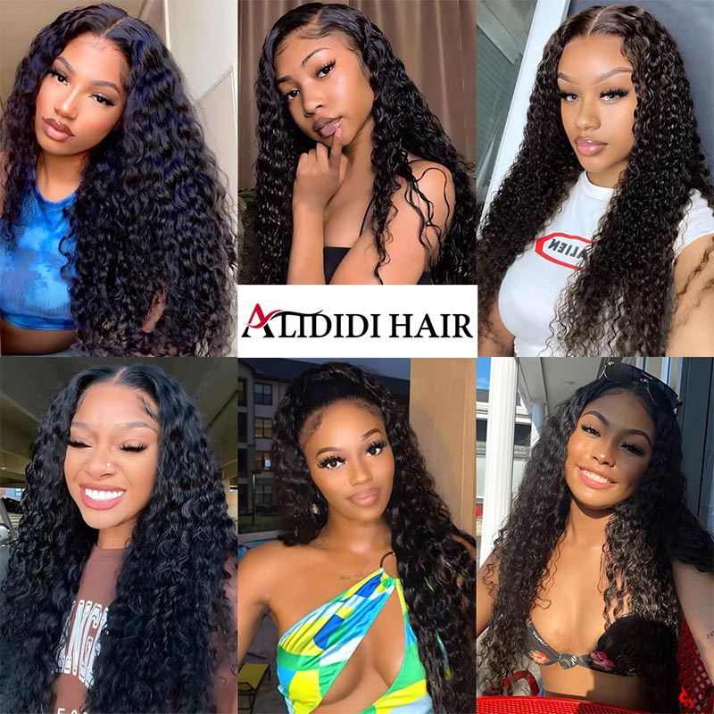 Water Wave 13x6 Trasparent Glueless Lace Frontal Wigs For Women Human Hair Pre Plucked With Baby Hair - Alididihair