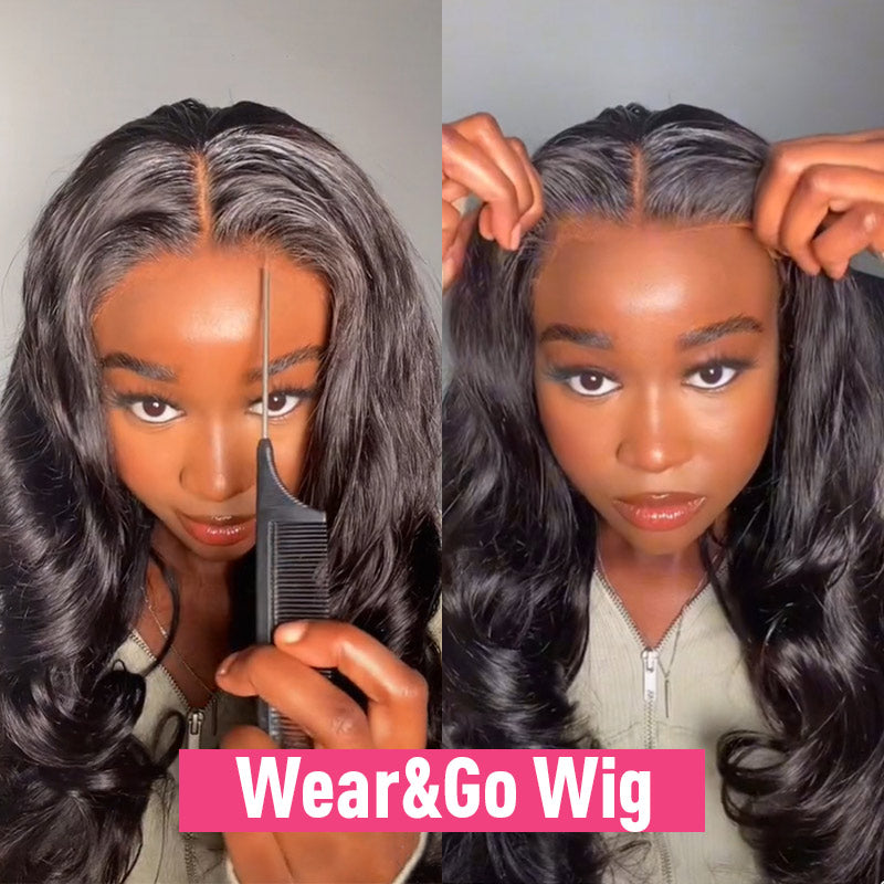 Wear & Go Glueless Wigs Body Wave 4x6 Pre Cut HD Lace Closure Wig Pre Plucked Hairline Real Human Hair Wig-Alididihair