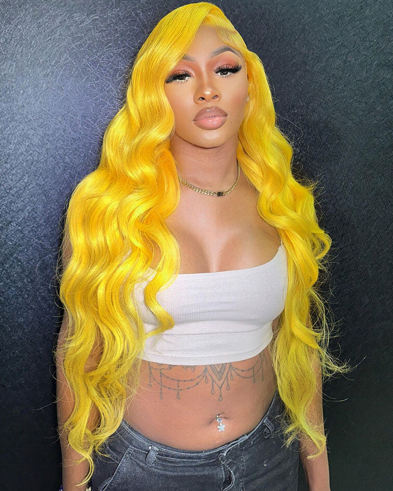 Yellow-Color-Wig-Remy-Hair-Brazilian-Body-Wave-Wig-With-Transparent-Lace--Wig