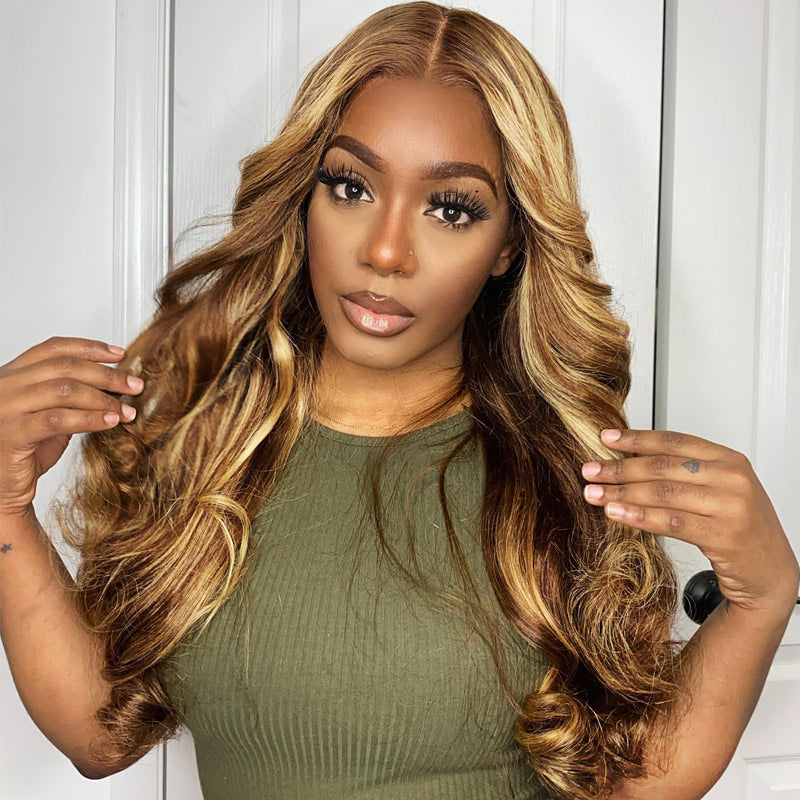 {Super Deal} $159=26'' 13x4 HD Transparent Lace Frontal Wig #4/27 Honey Blonde Highlight Wigs Pre Plucked Straight/Body Wave/ Deep Wave/ Jeery Curly-Alididihair