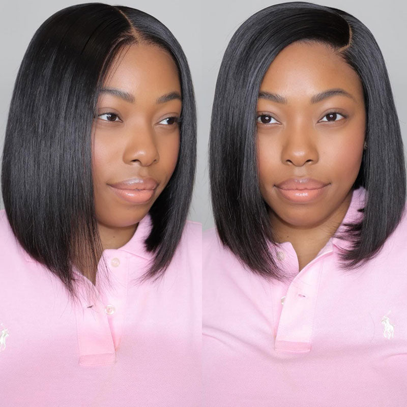 Alididi Natural Color  Straight Short BOB 4X4/13X4 Lace  Front Wig Human Hair